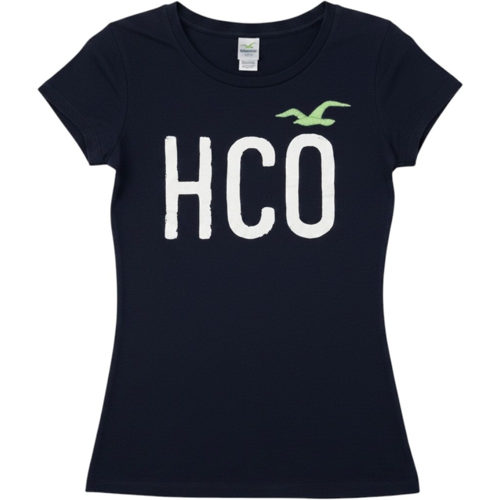 VTG Hollister HCO Y2K Navy Spellout Tee XS Women's Seagull Logo Preppy Mallcore